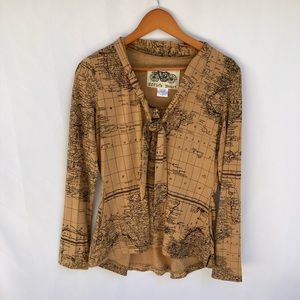 Effie’s Heart Atlas Print blouse sz L